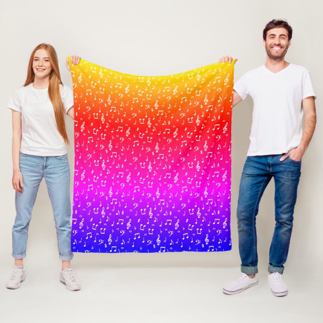 white and rainbow Musical  Fleece Blanket (In Situ)