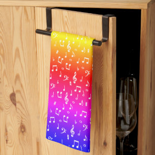 white and rainbow Musical Kitchen Towel