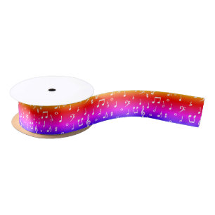 white and rainbow Musical Satin Ribbon