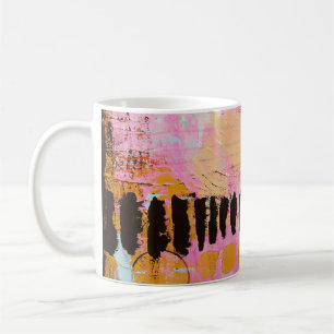 WHITE AND RED ABSTRACT PAINTING COFFEE MUG