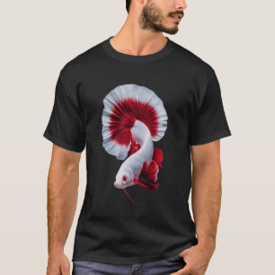 White And Red Betta Fish With Vibrant Tail And Fin T-Shirt