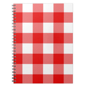 White and Red Buffalo Plaid Notebook