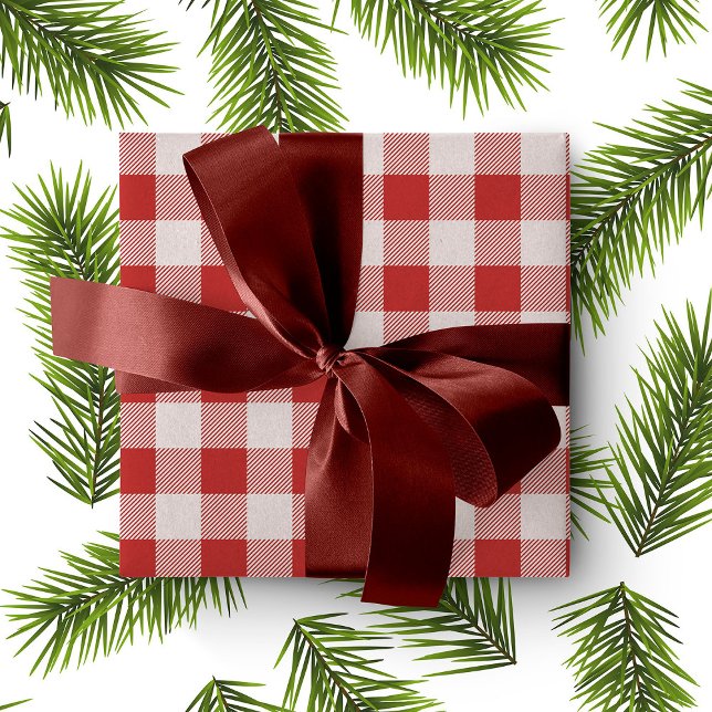 White and Red Buffalo Plaid Wrapping Paper (Creator Uploaded)