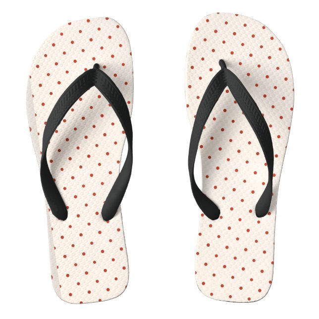 White and Red Christmas Dots Pattern Flip Flops (Footbed)
