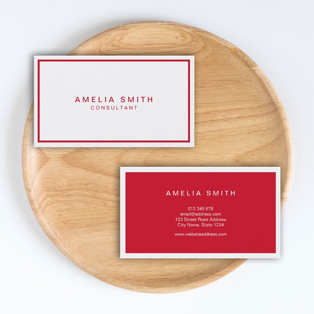 White and Red Corporate Modern Professional Business Card (Creator Uploaded)
