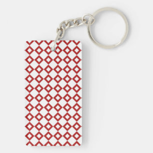 White and Red Diamond Pattern Keychain