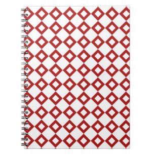 White and Red Diamond Pattern Notebook
