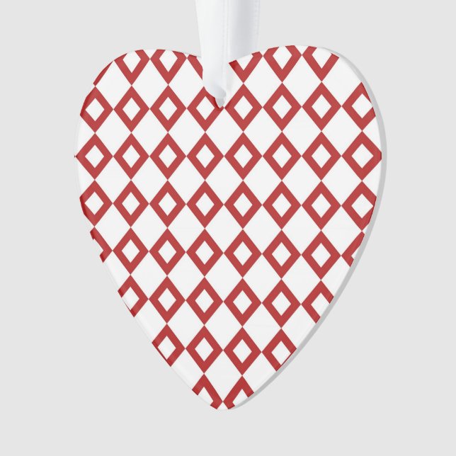 White and Red Diamond Pattern Ornament (Front)