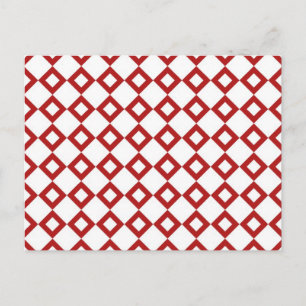 White and Red Diamond Pattern Postcard