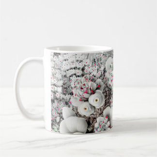 White and red flowers coffee mug