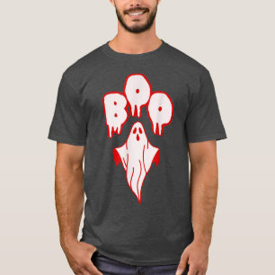 White And Red Ghost Boo Spooky Halloween Costume T-Shirt