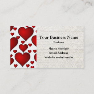 White and red heart pattern business card