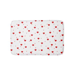 White And Red Hearts Modern Pattern Bath Mat