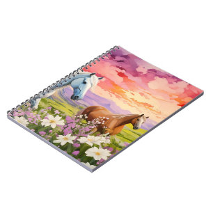 White and Red Horses Notebook