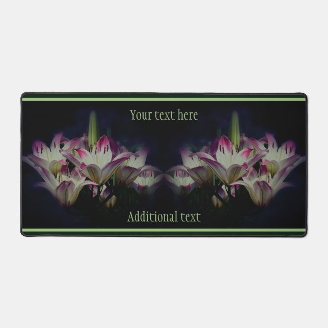 White And Red Lily Flowers Personalized Desk Mat (Front)
