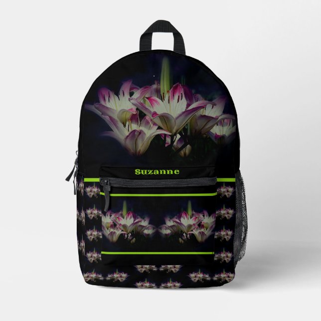 White And Red Lily Flowers Personalized Printed Backpack (Front)