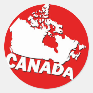 White and Red Map of Canada Classic Round Sticker