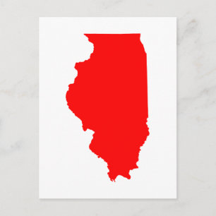White and Red Moving to Illinois Announcement Postcard