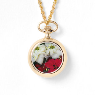 White and Red Poinsettias II Christmas Holiday Watch