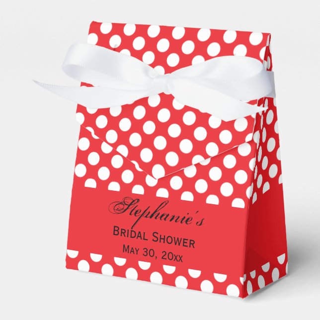 White and Red Polka Dot Bridal Shower Favor Box (Front Side)