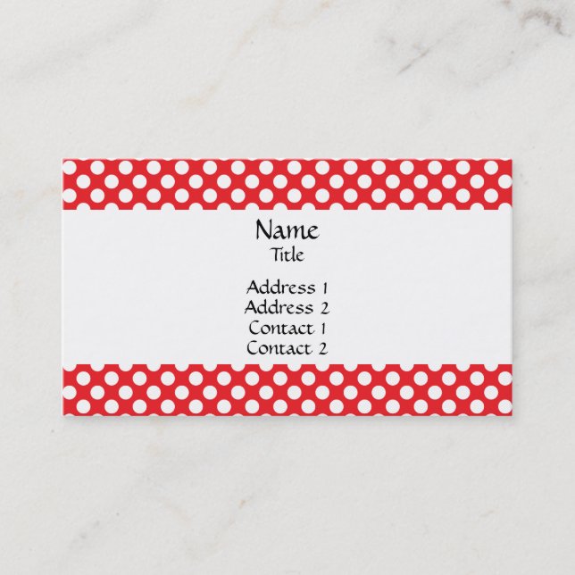 White and Red Polka Dot Business Card (Front)