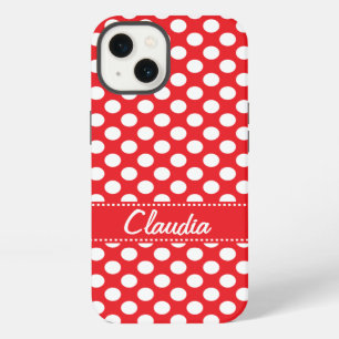 White and Red Polka Dot iPhone 13 Case