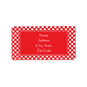 White and Red Polka Dot Label