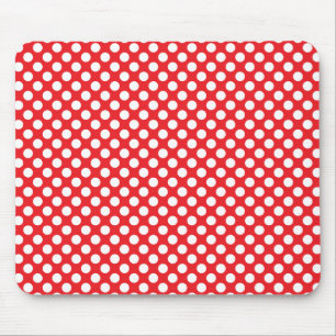 White and Red Polka Dot Mouse Pad