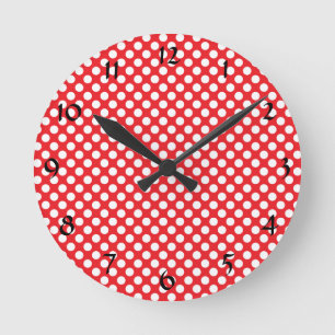 White and Red Polka Dot Round Clock