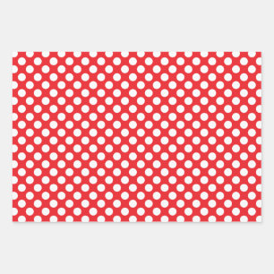 White and Red Polka Dot Wrapping Paper Sheet