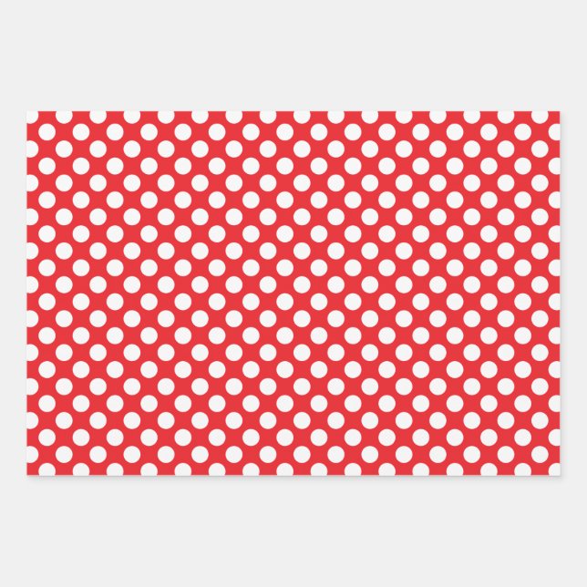 White and Red Polka Dot Wrapping Paper Sheet (Front)