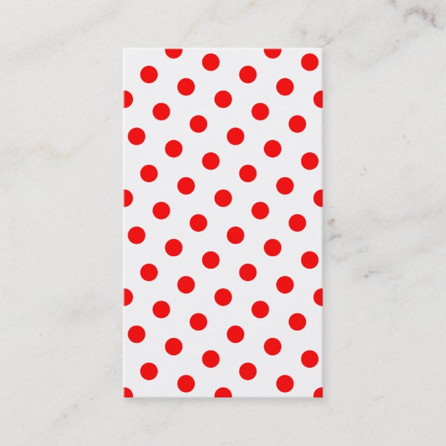 White and Red Polka Dots Business Card (Front)