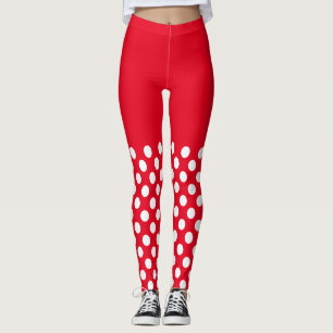 White and Red Polka Dots  Leggings