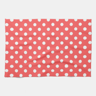 White and Red Polka Dots, polka dot, polka, dot Ap Kitchen Towel