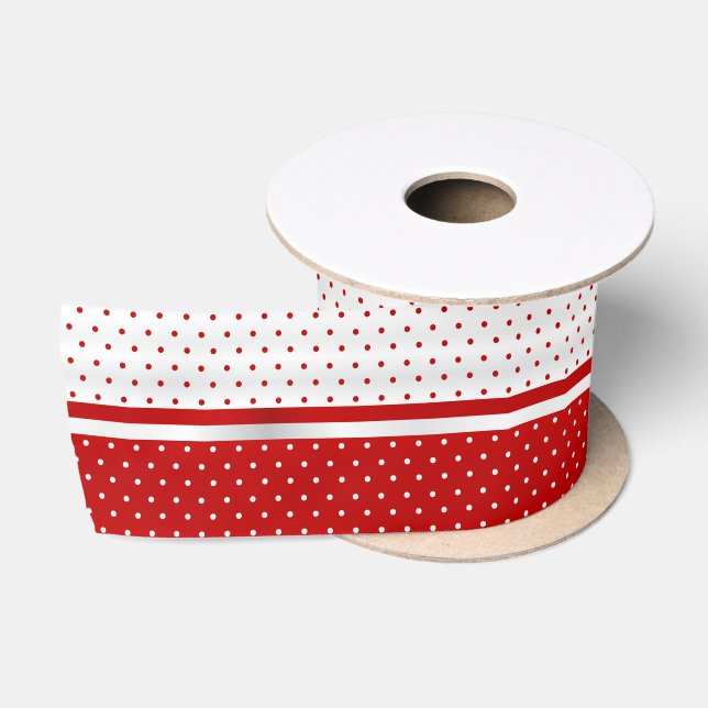 White and Red Polka Dots Satin Ribbon (Spool)