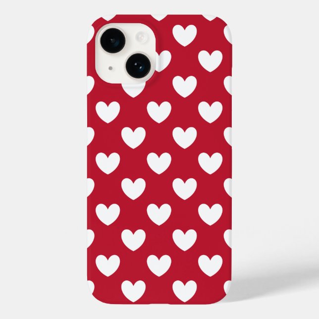 White and red polka hearts Case-Mate iPhone case (Back)
