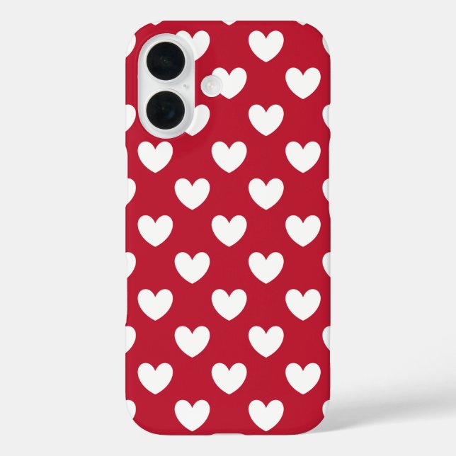 White and red polka hearts Case-Mate iPhone case (Back)