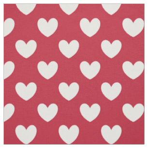 White and red polka hearts fabric