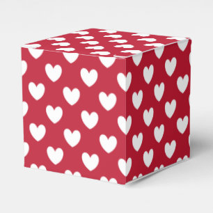 White and red polka hearts favor box