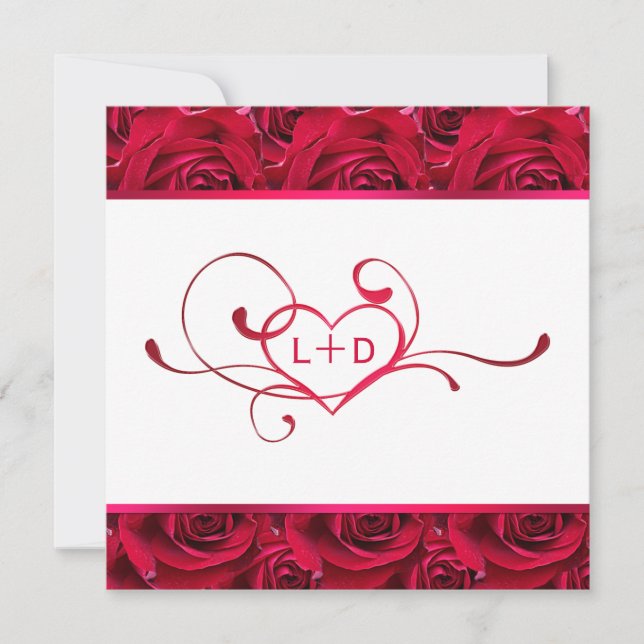 White and Red Roses Couples Shower Invitation (Front)