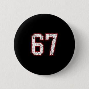 White And Red Sports Number 67 Jersey Uniform Play 2 Inch Round Button