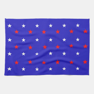White and Red Stars - Starry Sky Pattern Kitchen Towel