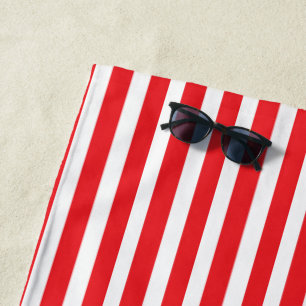 White and red striped beach towel