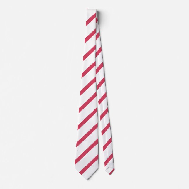 White and red stripes Christmas Tie (Front)