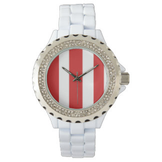 White And Red Stripes Watch