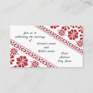 White and Red Tatreez Wedding Enclosure Card