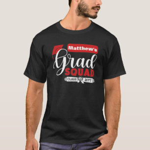 White and Red Text Male's Black Grad Squad T-Shirt
