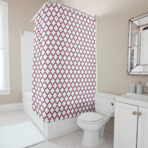 White and Red Trellis, Lattice, Quatrefoil