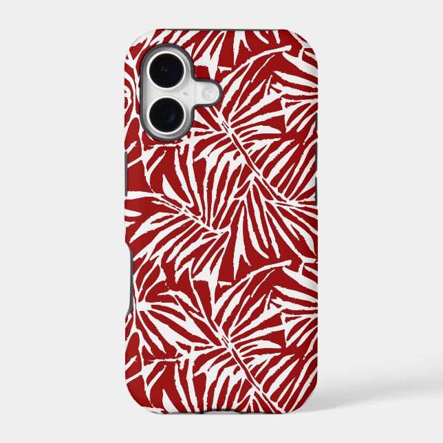 White And Red Tropical Leaf Repeating Pattern (Back)