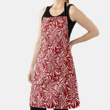 White And Red Tropical Leaf Repeating Pattern
